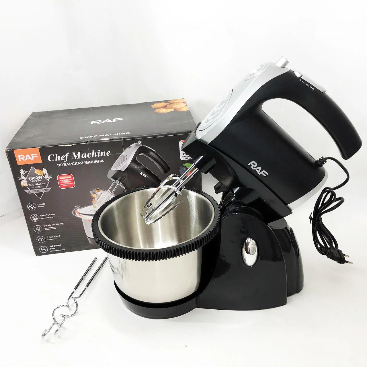 Миксер кухонний RAF R.6662 з підставкою і чашею 3 л, 5 швидкостей, 1000 Вт - Зображення 12