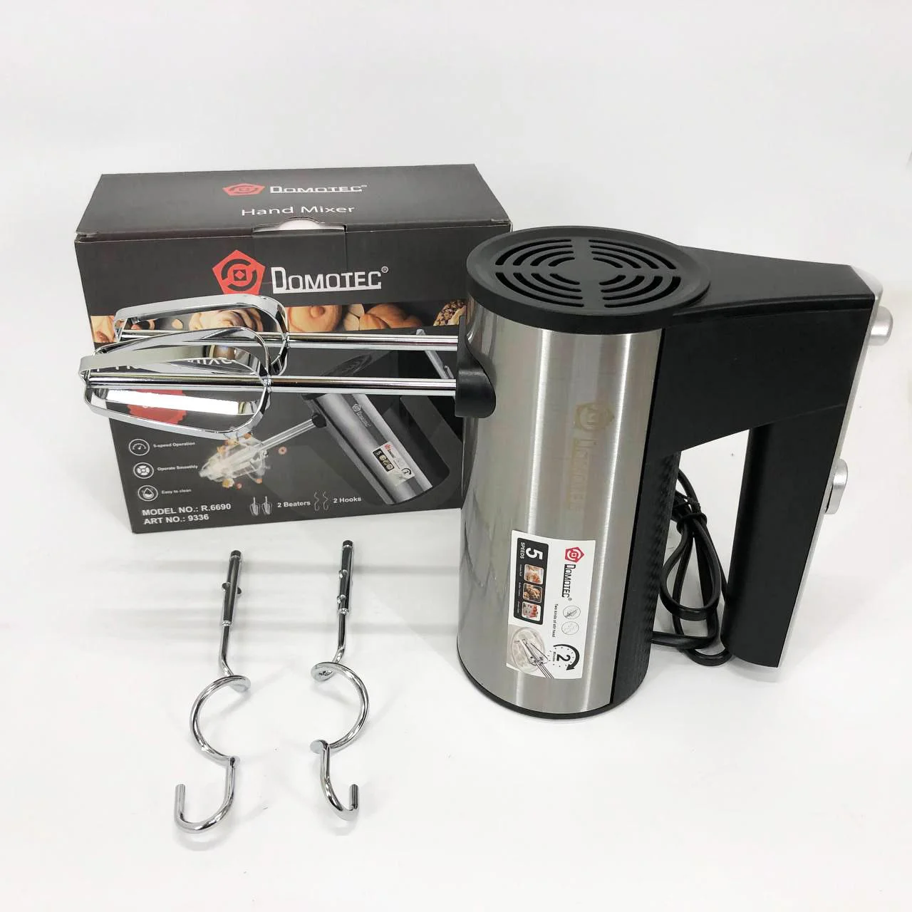 Ручний міксер DOMOTEC R.6690 універсальний 5 швидкостей 200 W - Зображення 14
