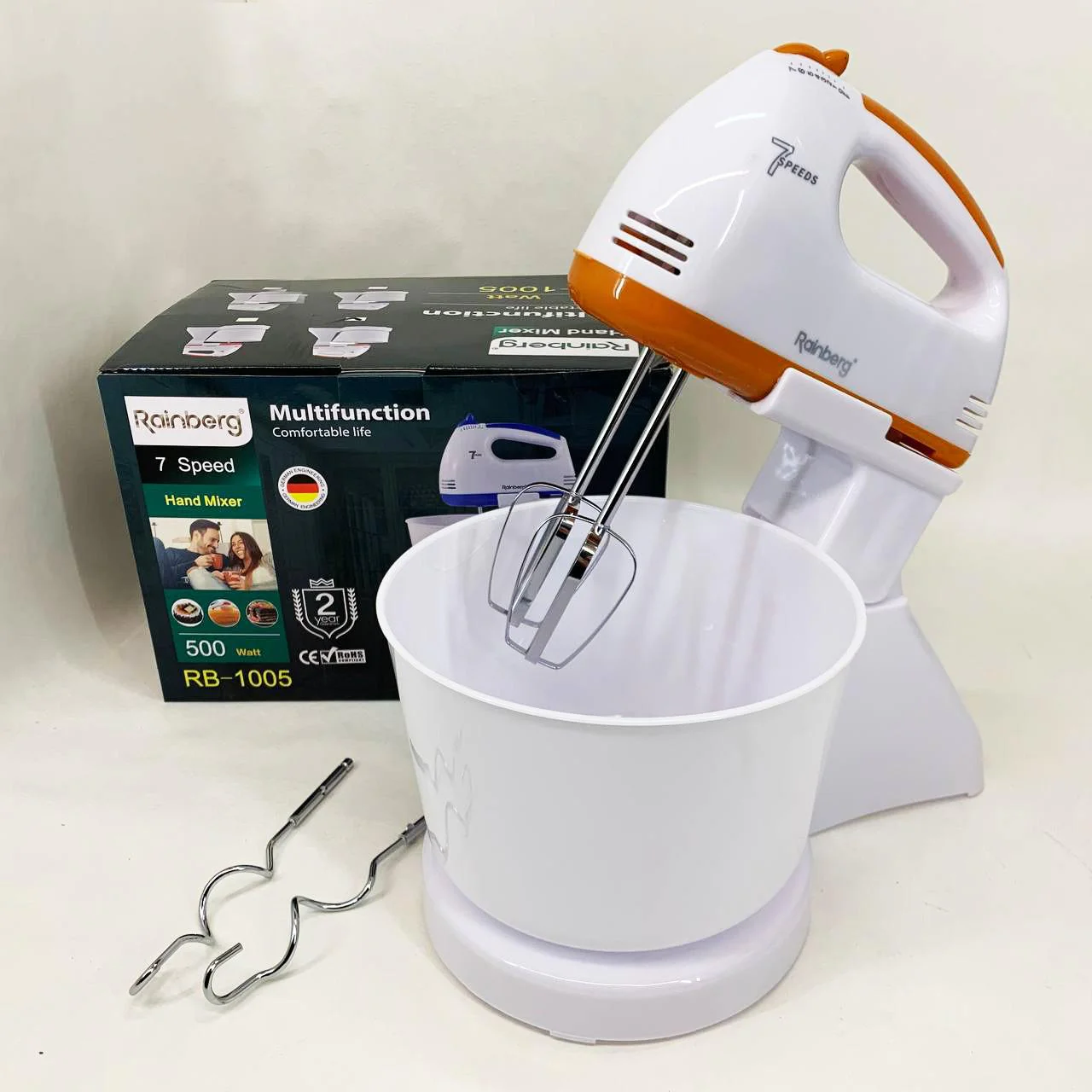 Миксер Rainberg RB-1005 500Вт з чашею 2 л — 7 скоростей для зручності використання.