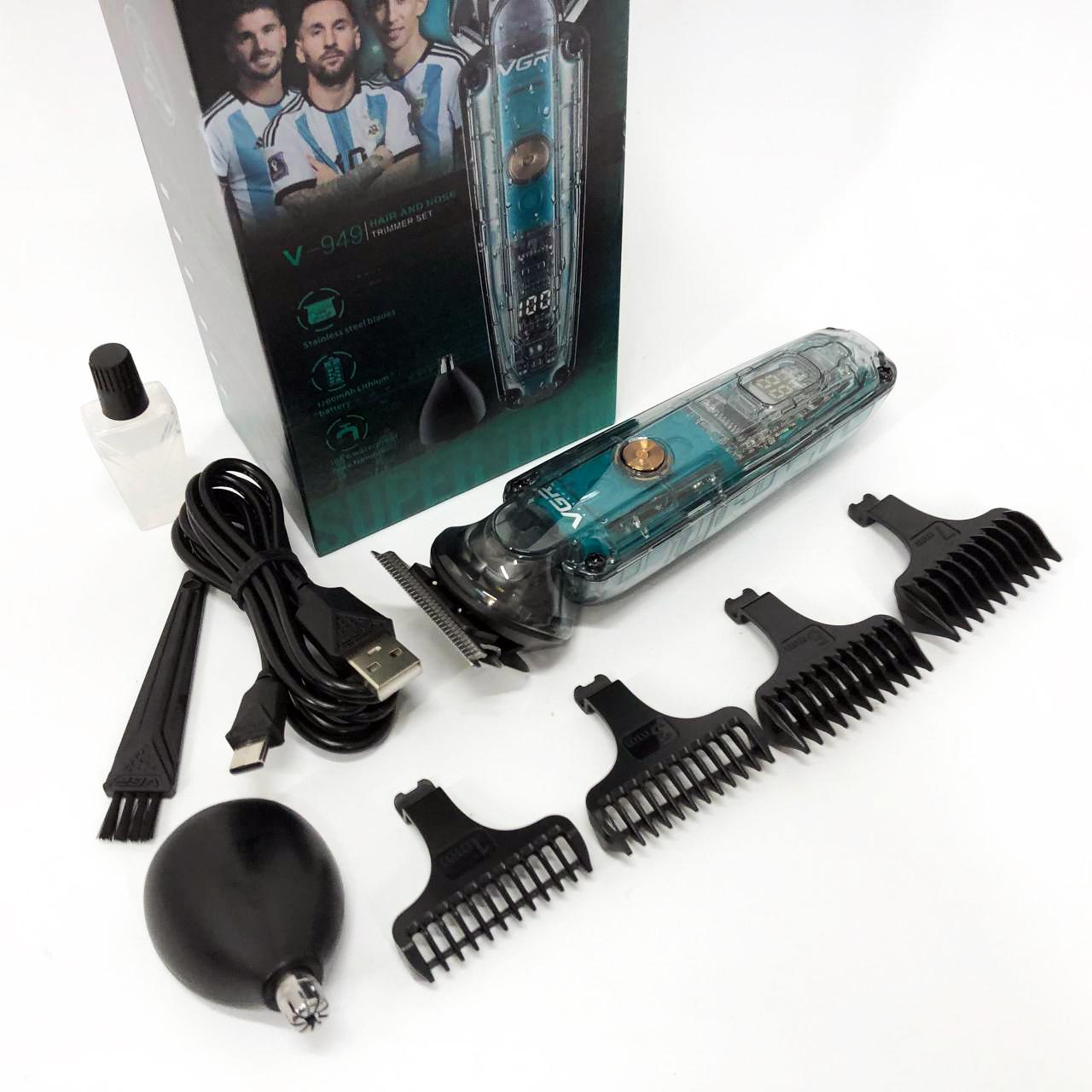 Аккумуляторна машинка для стрижки волос VGR V-949 — Професійна окантовочна машинка для бороди - Зображення 24
