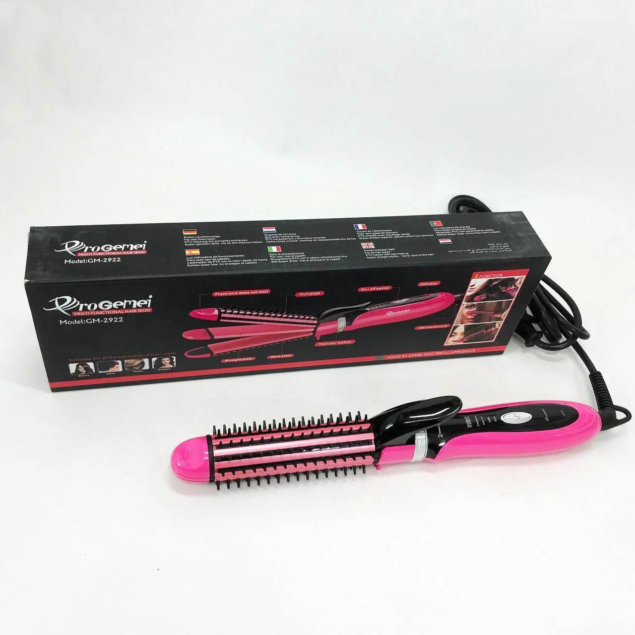 Плойка-утюжок Geemy GM-2922 3в1 - Універсальний стайлер для волосся з швидким нагрівом - Зображення 6