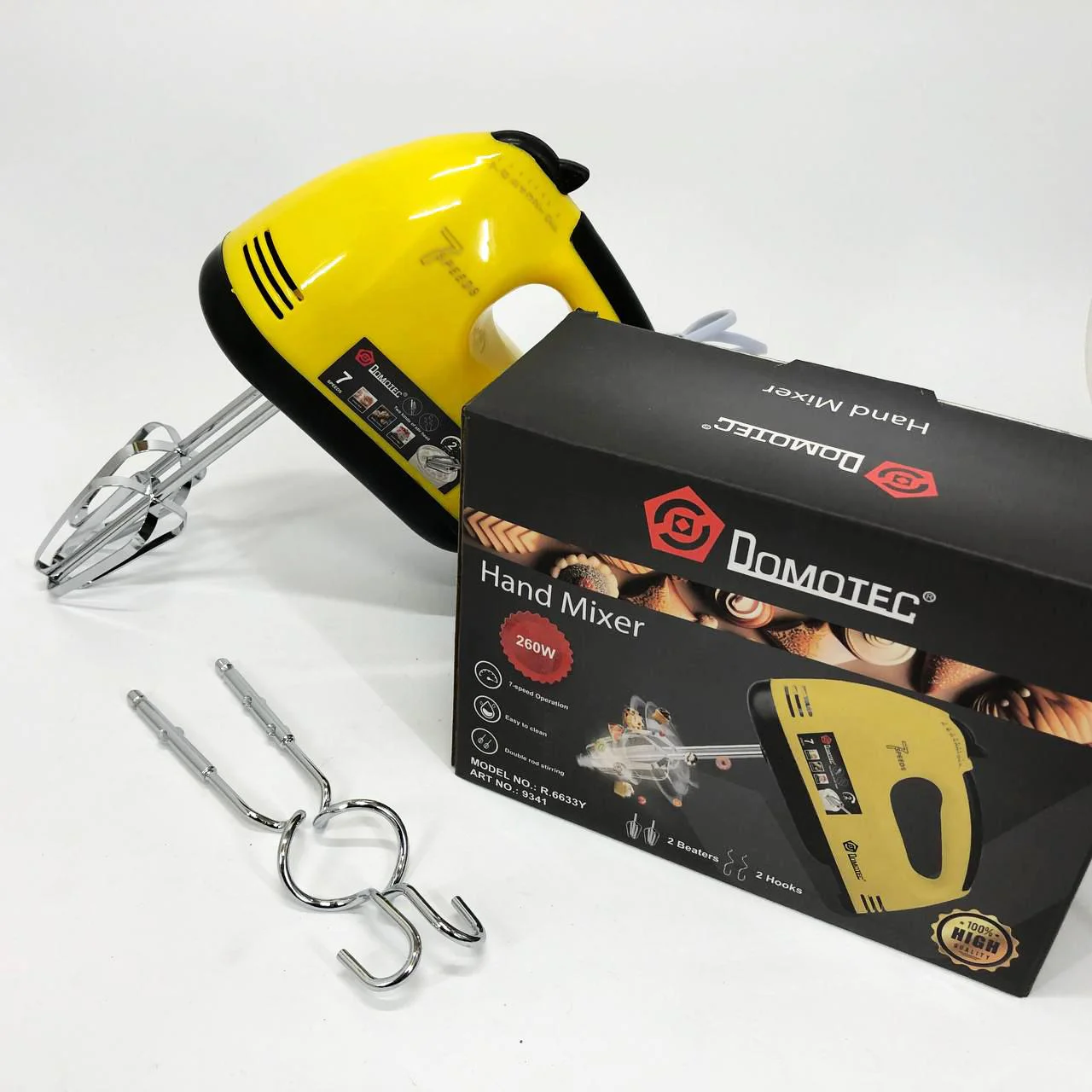Миксер DOMOTEC R6633Y - Ручний міксер для приготування крему з 7 швидкостями та насадками для теста - Зображення 16