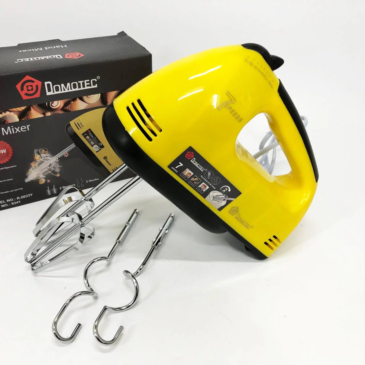 Миксер DOMOTEC R6633Y - Ручний міксер для приготування крему з 7 швидкостями та насадками для теста - Зображення 9