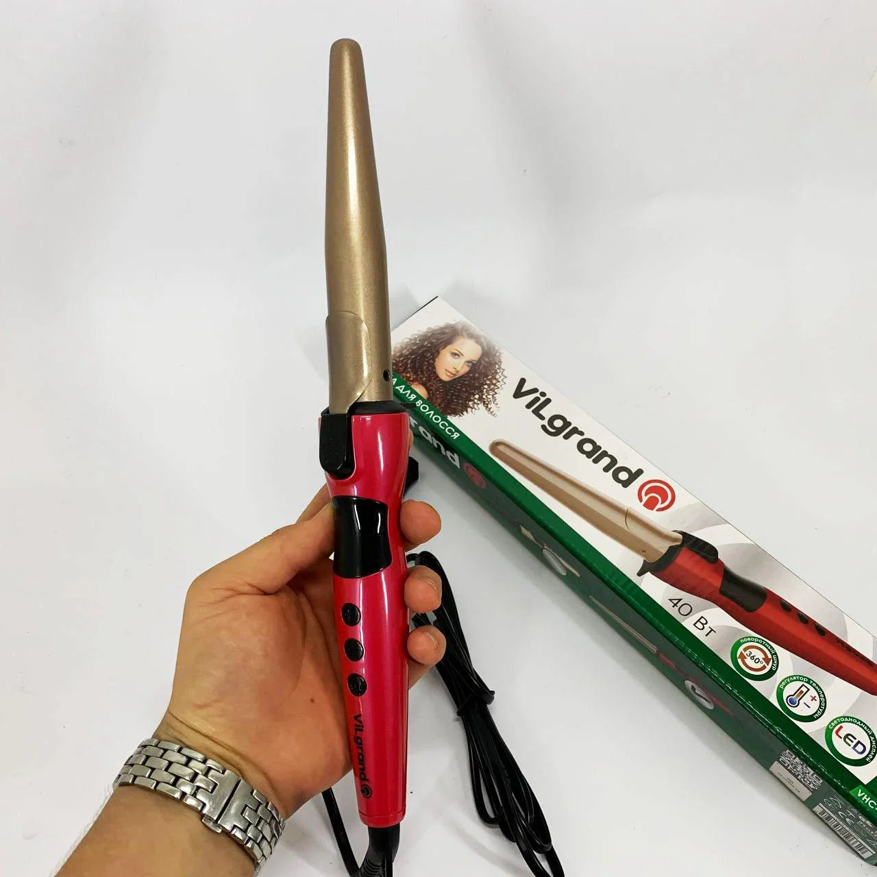 ViLgrand VHC-3041LC — Конусна плойка з анодованим алюмінієвим покриттям та LED дисплеєм - Зображення 4