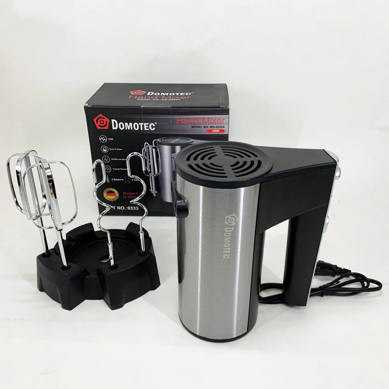 Миксер ручний DOMOTEC R6629A 240Вт 5 швидкостей з двома насадками - Зображення 2