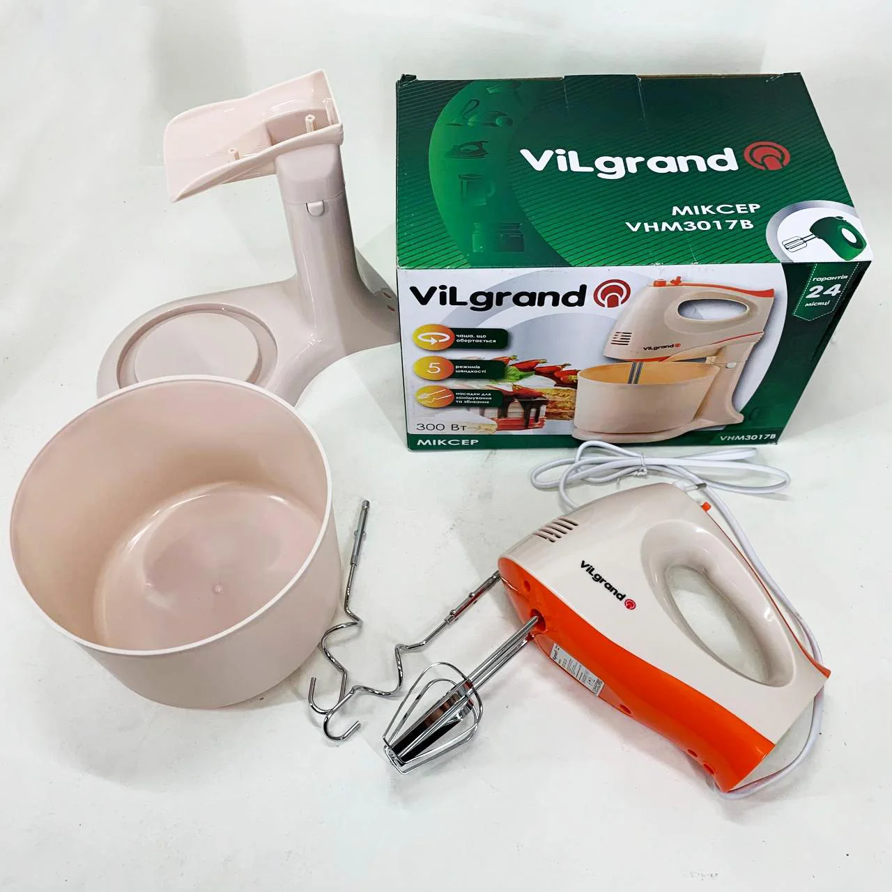 Миксер ViLgrand VHM3017B з 5 швидкостями та потужністю 300 Вт - Зображення 2