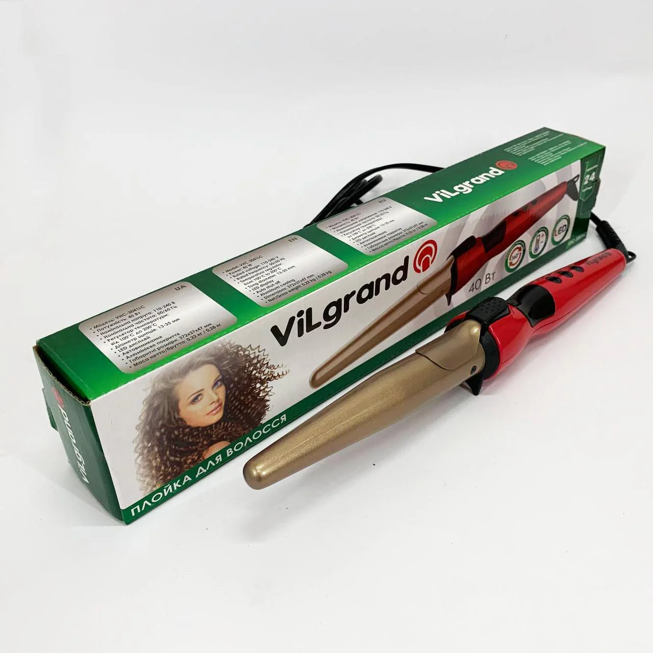 ViLgrand VHC-3041LC — Конусна плойка з анодованим алюмінієвим покриттям та LED дисплеєм - Зображення 3