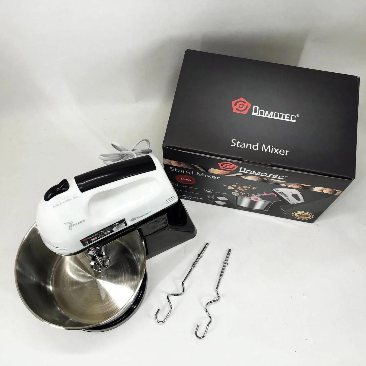 Миксер стаціонарний Domotec R6637W на 250 Вт з 7 швидкостями для кухні - Зображення 3
