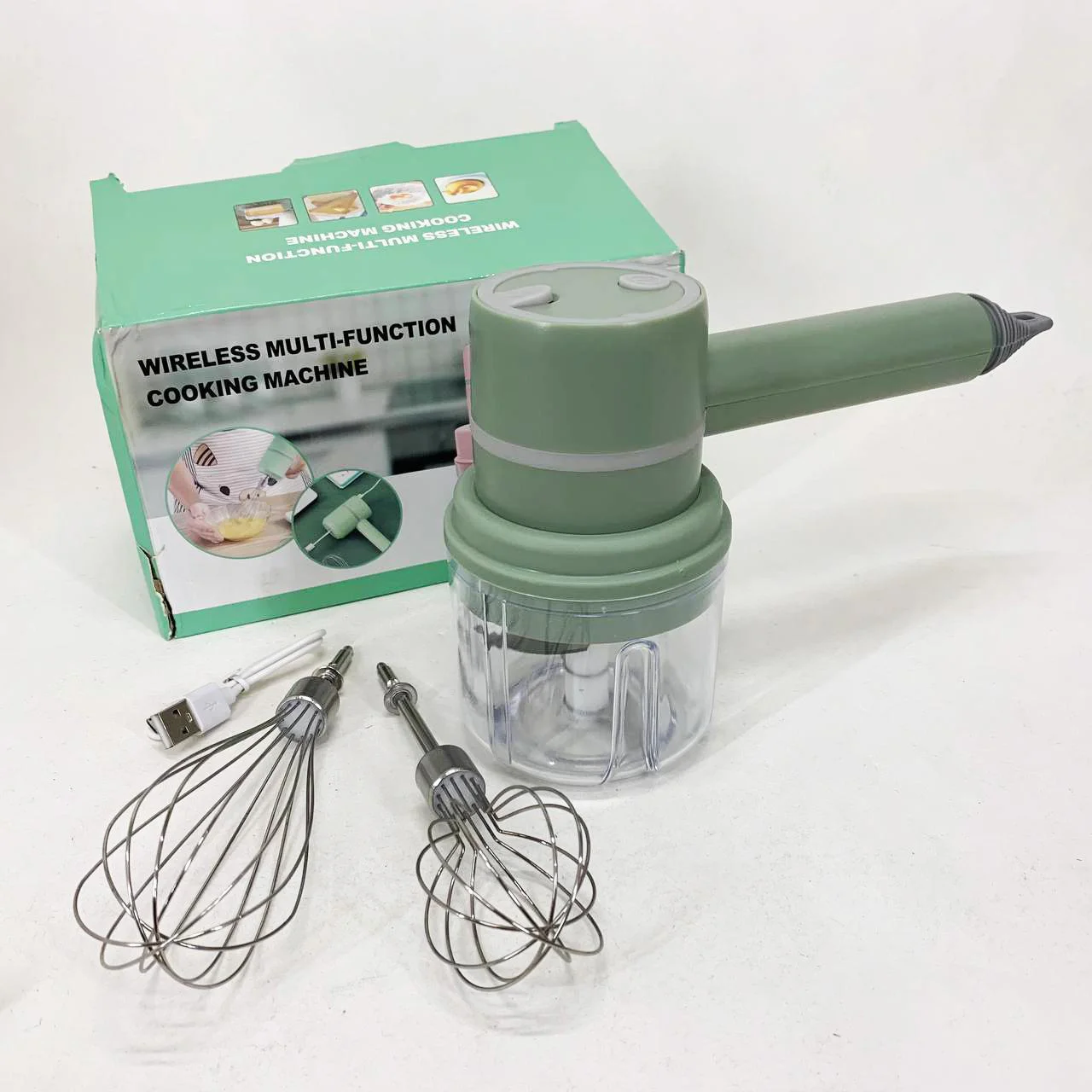 Ручний блендер Green 2 в 1 | Потужний акумулятор і USB зарядка для зручності використання.