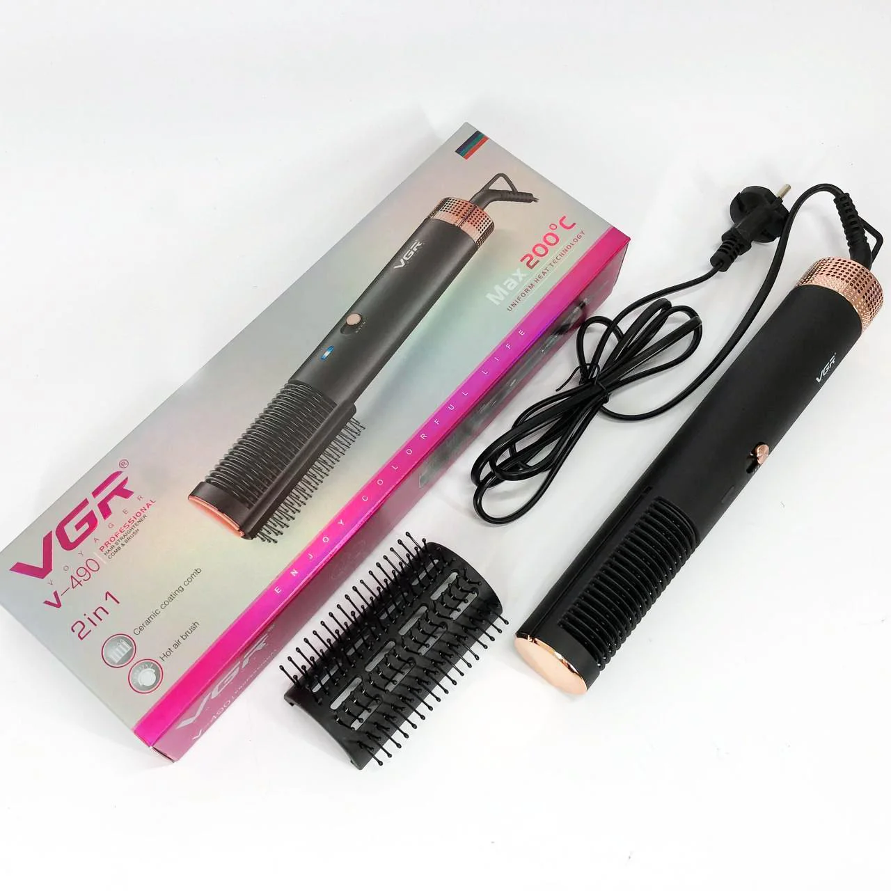 Фен-щітка VGR V-490 — 1200 Вт, кераміка та іонізація - Зображення 16