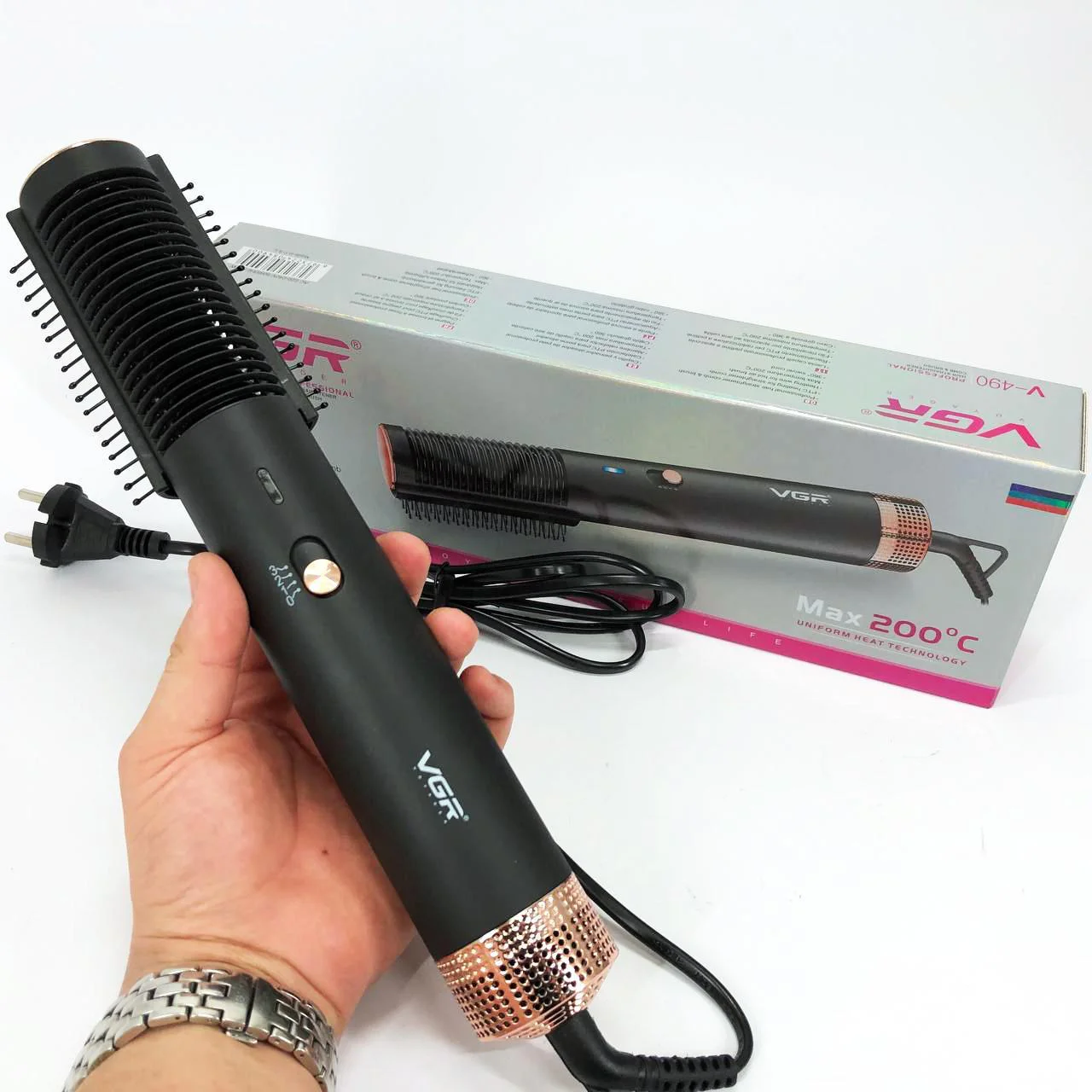 Фен-щітка VGR V-490 — 1200 Вт, кераміка та іонізація - Зображення 2