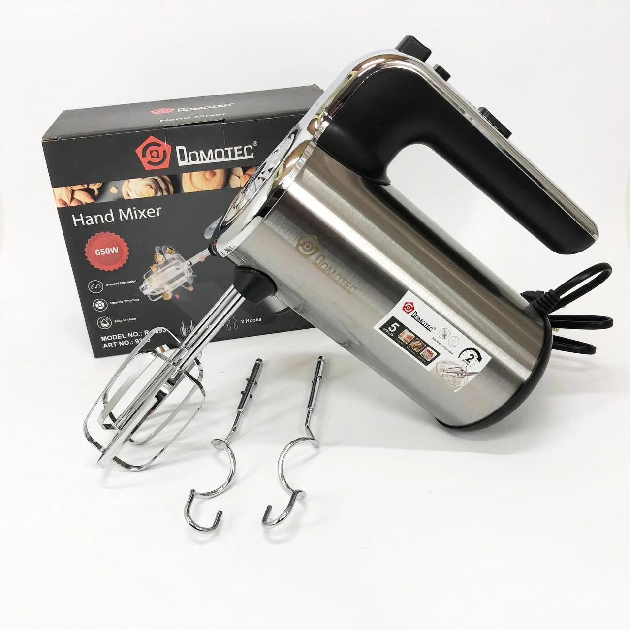 Миксер кухонний DOMOTEC R 6693 650W з 5 швидкостями для комфортного приготування їжі