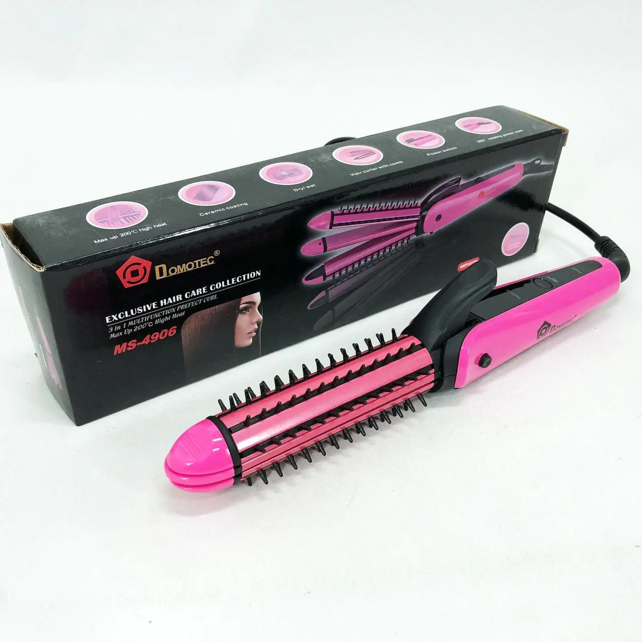 Щипці DOMOTEC MS-4906 3в1 для локонів, гофре та випрямлення волосся