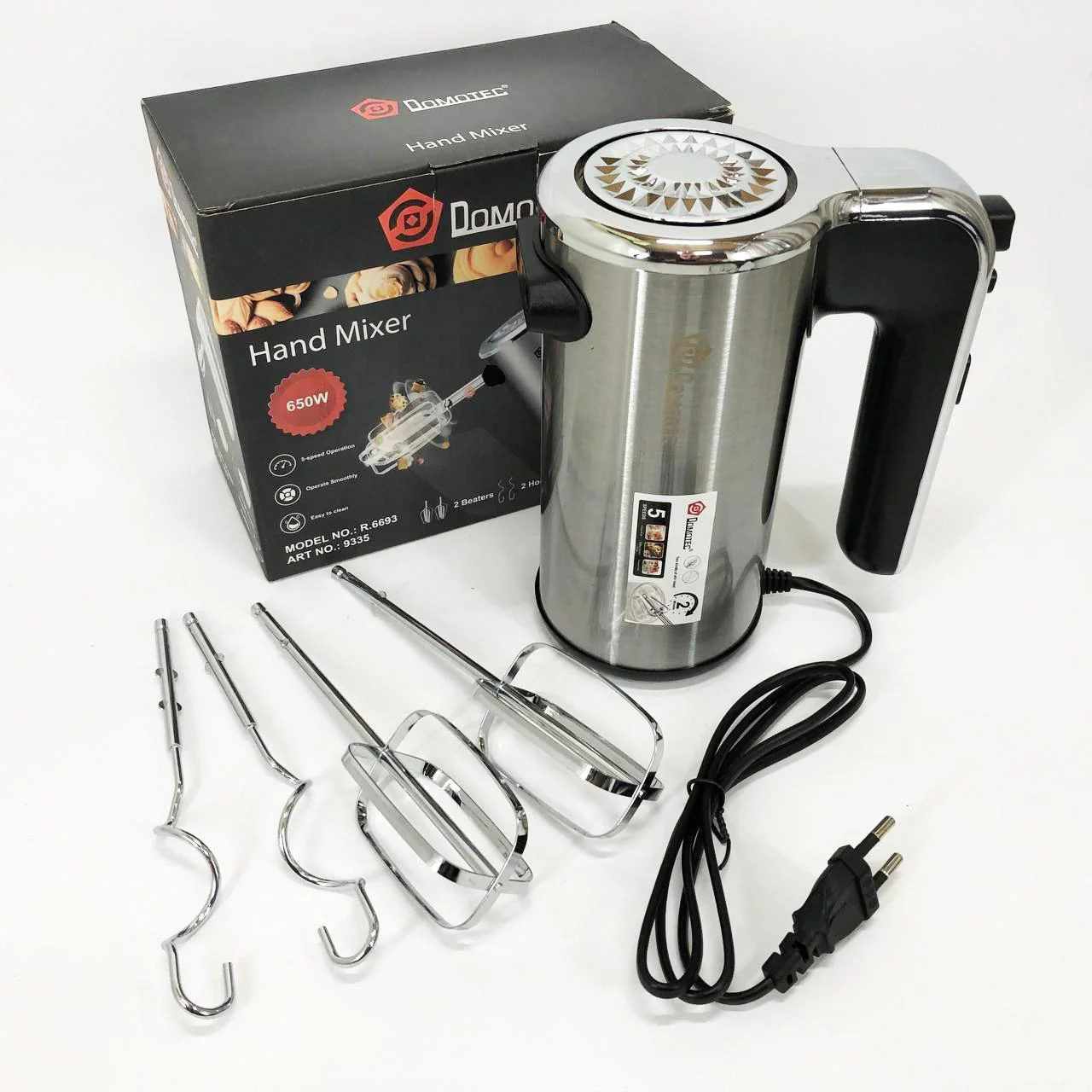 Миксер кухонний DOMOTEC R 6693 650W з 5 швидкостями для комфортного приготування їжі - Зображення 5