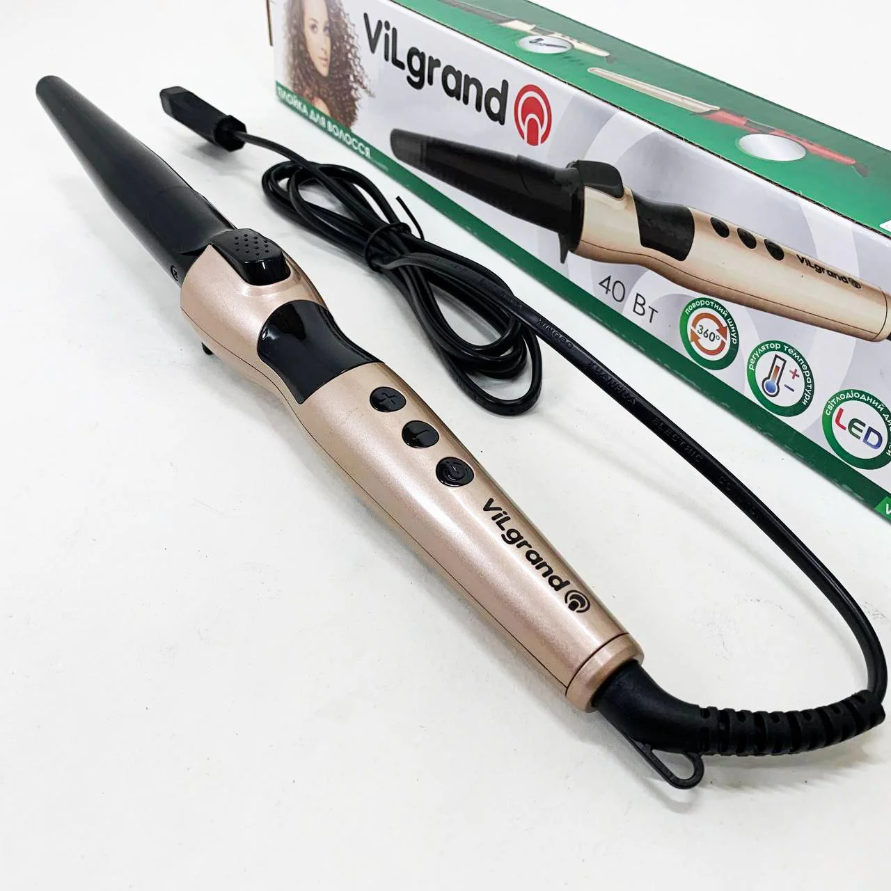 ViLgrand Плойка VHC-3041LC — Конусна Плойка з Алюмінієвим Покриттям та LED Дисплеєм - Зображення 13