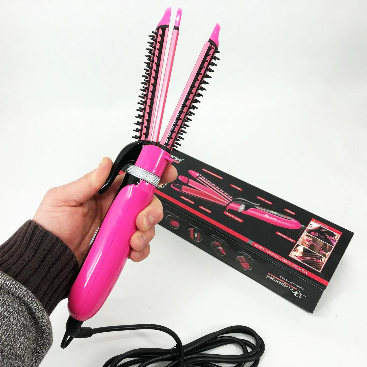 Плойка-утюжок Geemy GM-2922 3в1 - Універсальний стайлер для волосся з швидким нагрівом - Зображення 12