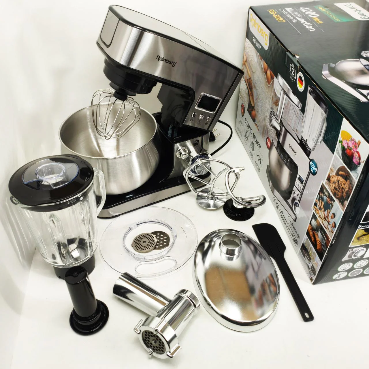 Універсальний кухонний комбайн Rainberg RB-8087 — потужний 4200Вт міксер з тестомесом і блендером - Зображення 6
