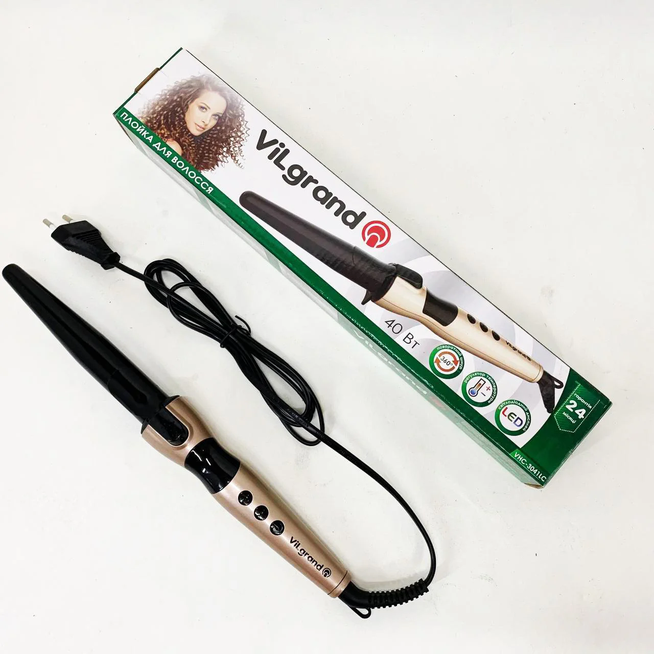 ViLgrand Плойка VHC-3041LC — Конусна Плойка з Алюмінієвим Покриттям та LED Дисплеєм - Зображення 12