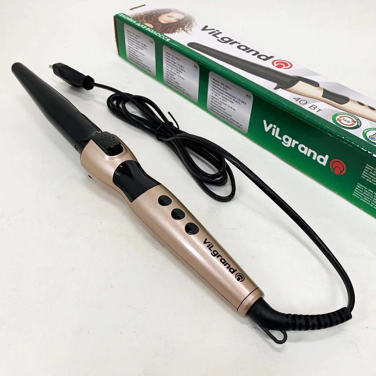 ViLgrand Плойка VHC-3041LC — Конусна Плойка з Алюмінієвим Покриттям та LED Дисплеєм - Зображення 10