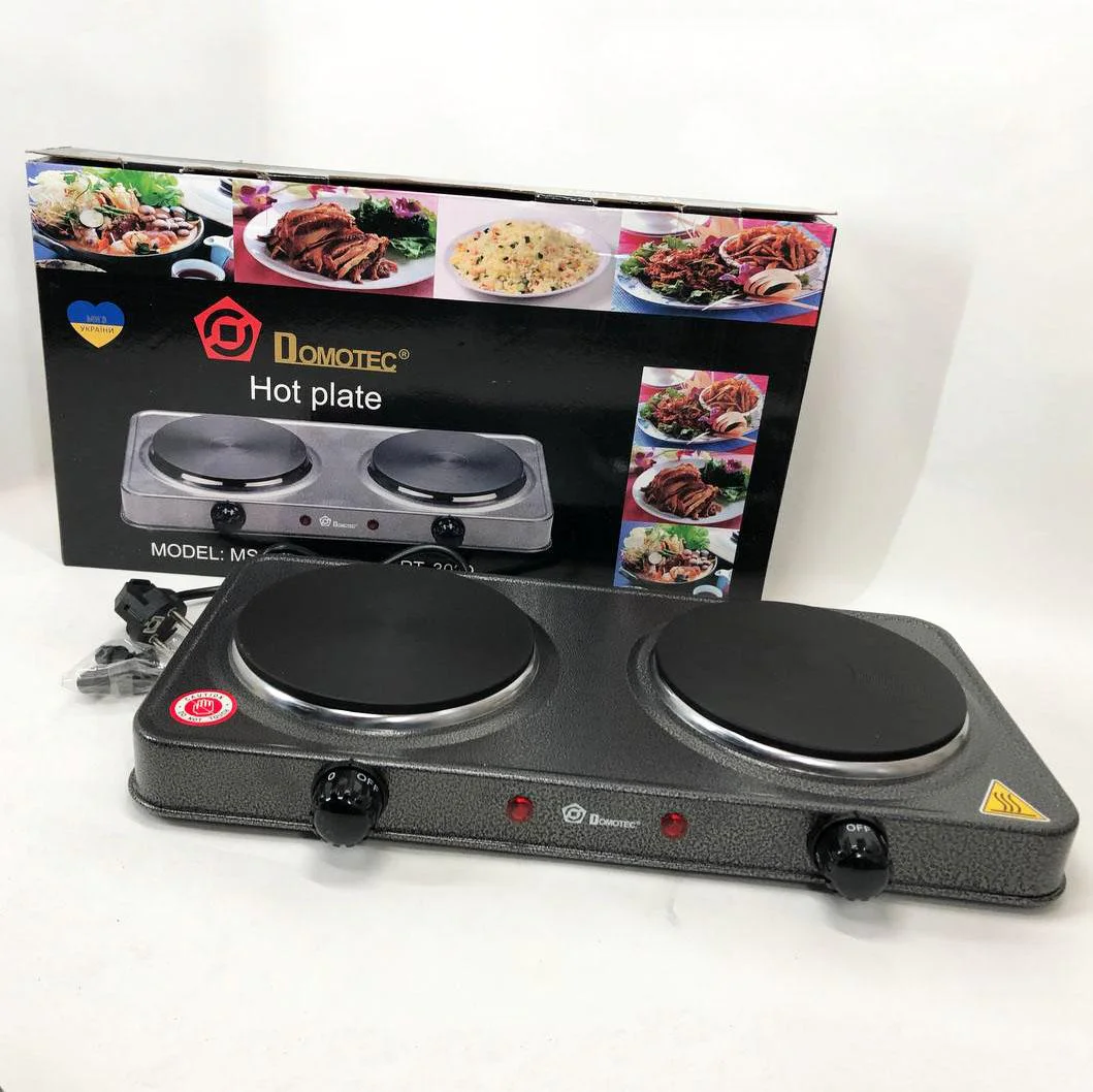 Електроплита Domotec MS-5822 2 конфорки для компактного приготування їжі вдома або на дачі - Зображення 2