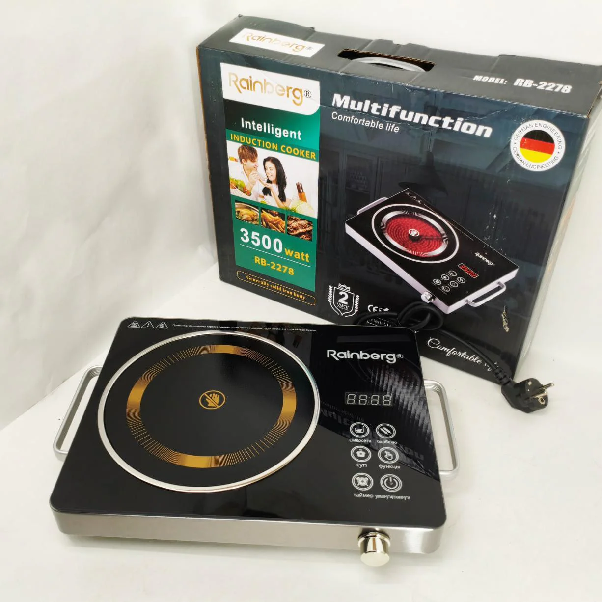 Плита інфрачервона Rainberg RB-2278 3200Вт для швидкого та безпечного приготування їжі. - Зображення 6