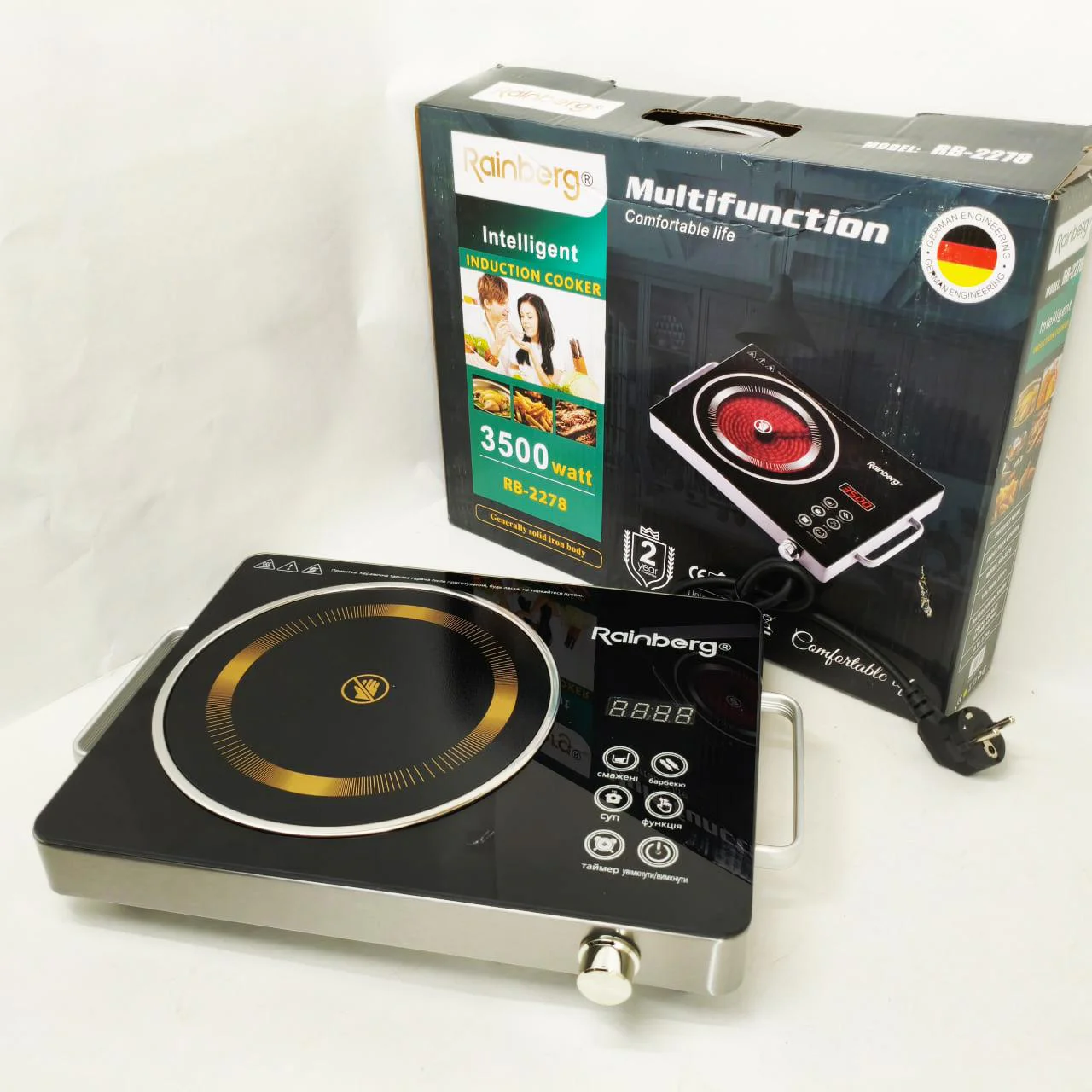Плита інфрачервона Rainberg RB-2278 3200Вт для швидкого та безпечного приготування їжі. - Зображення 2