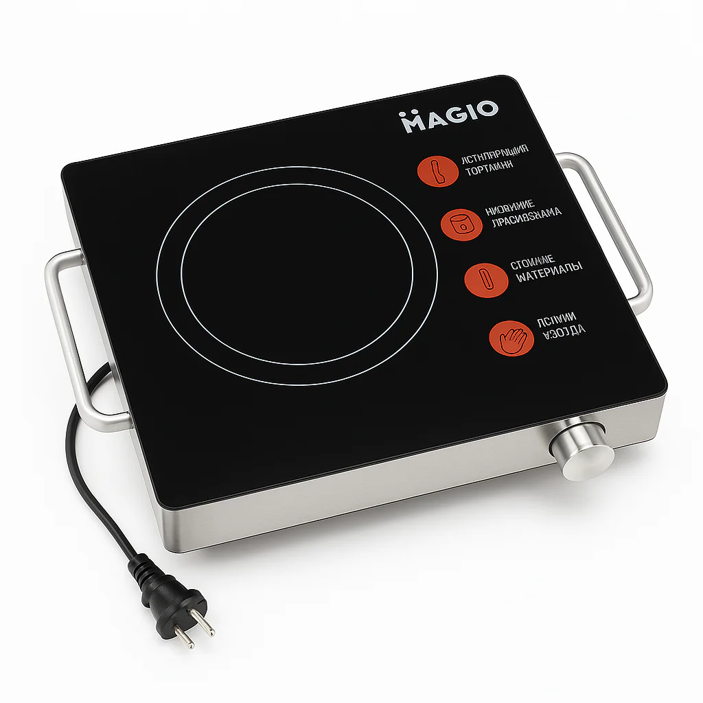 Настільна плита Magio MG-442 1500 Вт з інфрачервоним нагріванням для швидкого приготування їжі. - Зображення 17