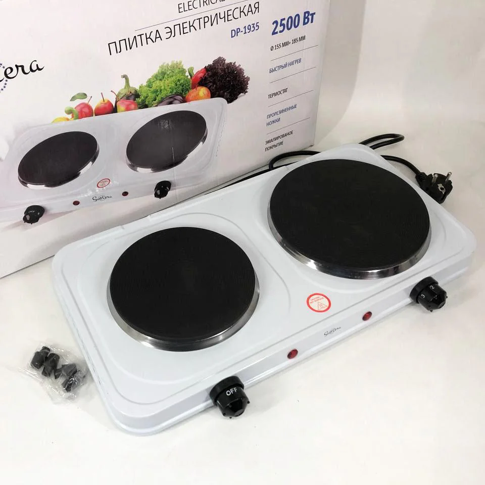 Плитка електрична Suntera DP-1935W з 2 конфорками для швидкого приготування їжі в будь-яких умовах. - Зображення 3