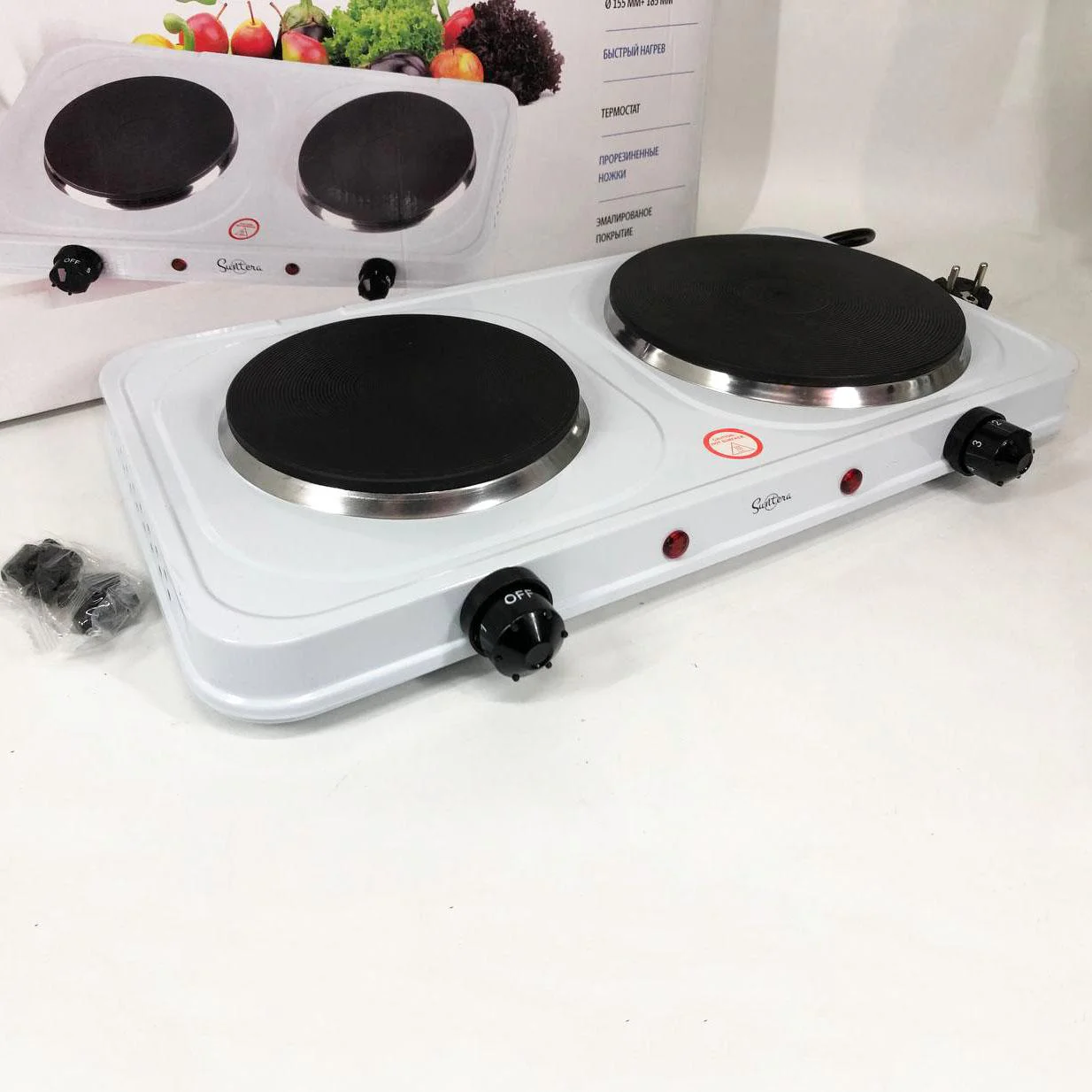 Плитка електрична Suntera DP-1935W з 2 конфорками для швидкого приготування їжі в будь-яких умовах. - Зображення 4