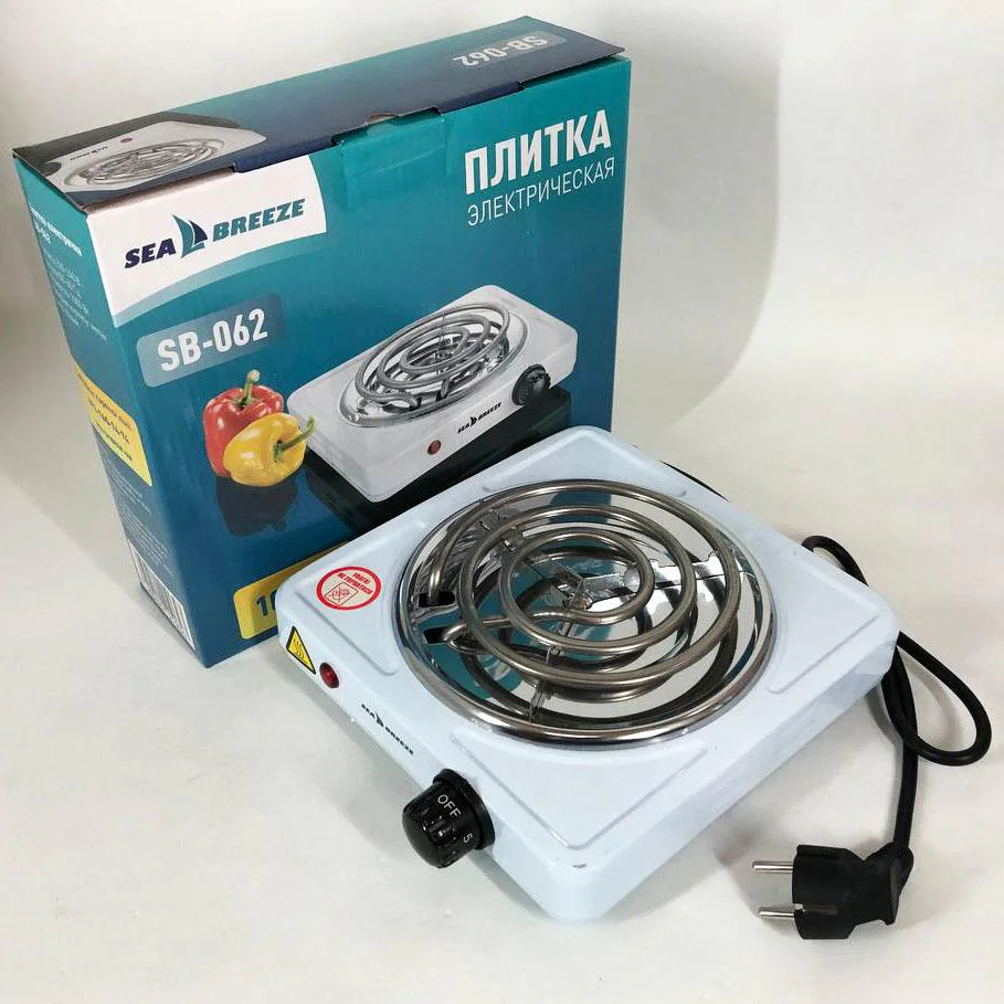 Настільна плита електрична Sea Breeze SB-062 1000 Вт, компактний і зручний пристрій для приготування їжі та розпалювання вугілля. - Зображення 7