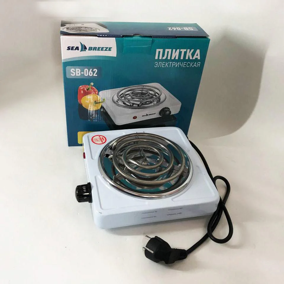 Настільна плита електрична Sea Breeze SB-062 1000 Вт, компактний і зручний пристрій для приготування їжі та розпалювання вугілля. - Зображення 4