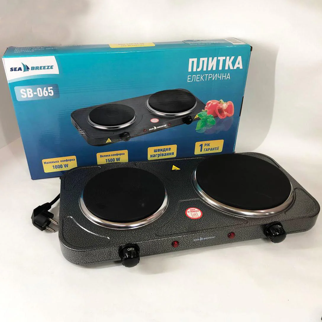 Настільна плита електрична Sea Breeze SB-065 2500 Вт, подвійна конфоркова для зручного приготування їжі. - Зображення 3