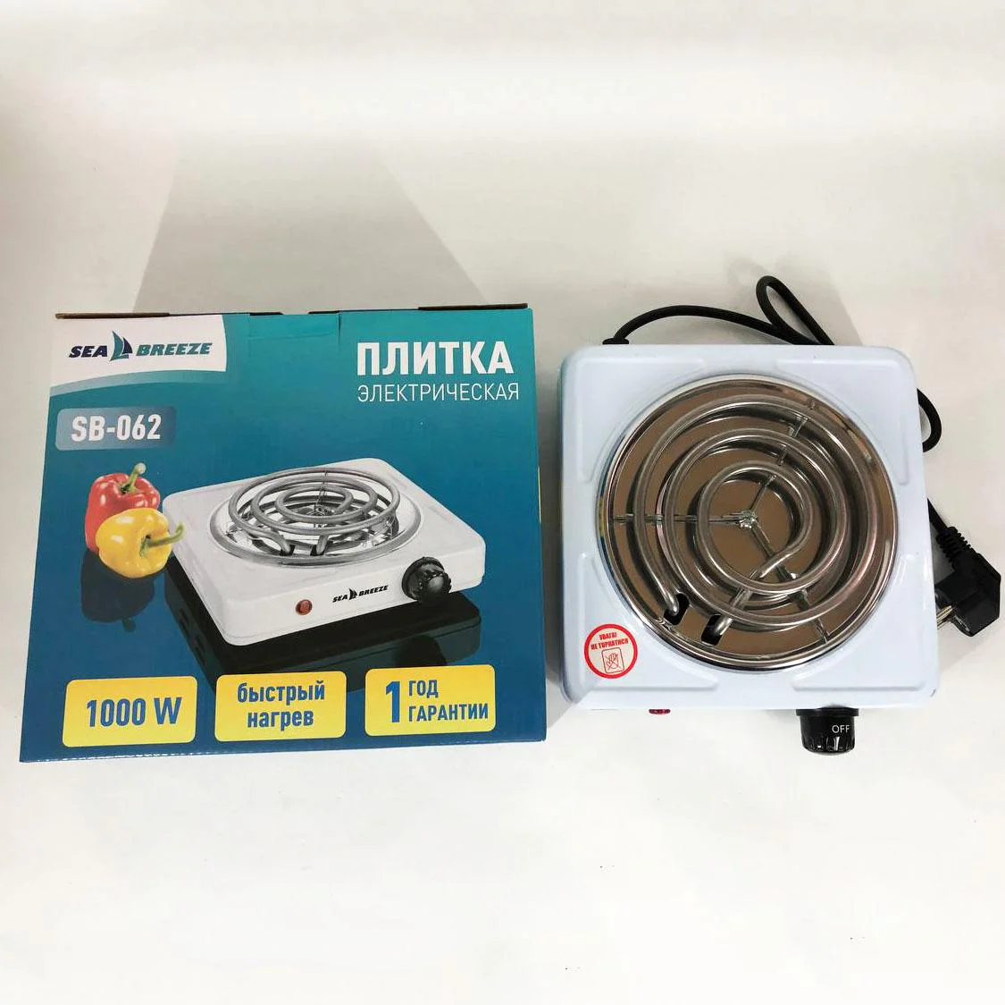 Настільна плита електрична Sea Breeze SB-062 1000 Вт, компактний і зручний пристрій для приготування їжі та розпалювання вугілля. - Зображення 5