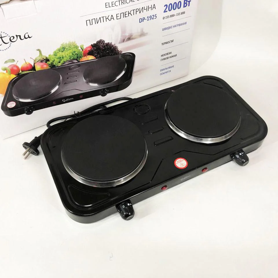 Плита електрична Suntera DP-1925 з двома конфорками для швидкого приготування їжі. - Зображення 3