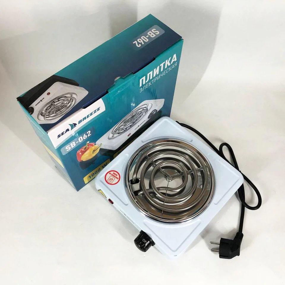 Настільна плита електрична Sea Breeze SB-062 1000 Вт, компактний і зручний пристрій для приготування їжі та розпалювання вугілля. - Зображення 3