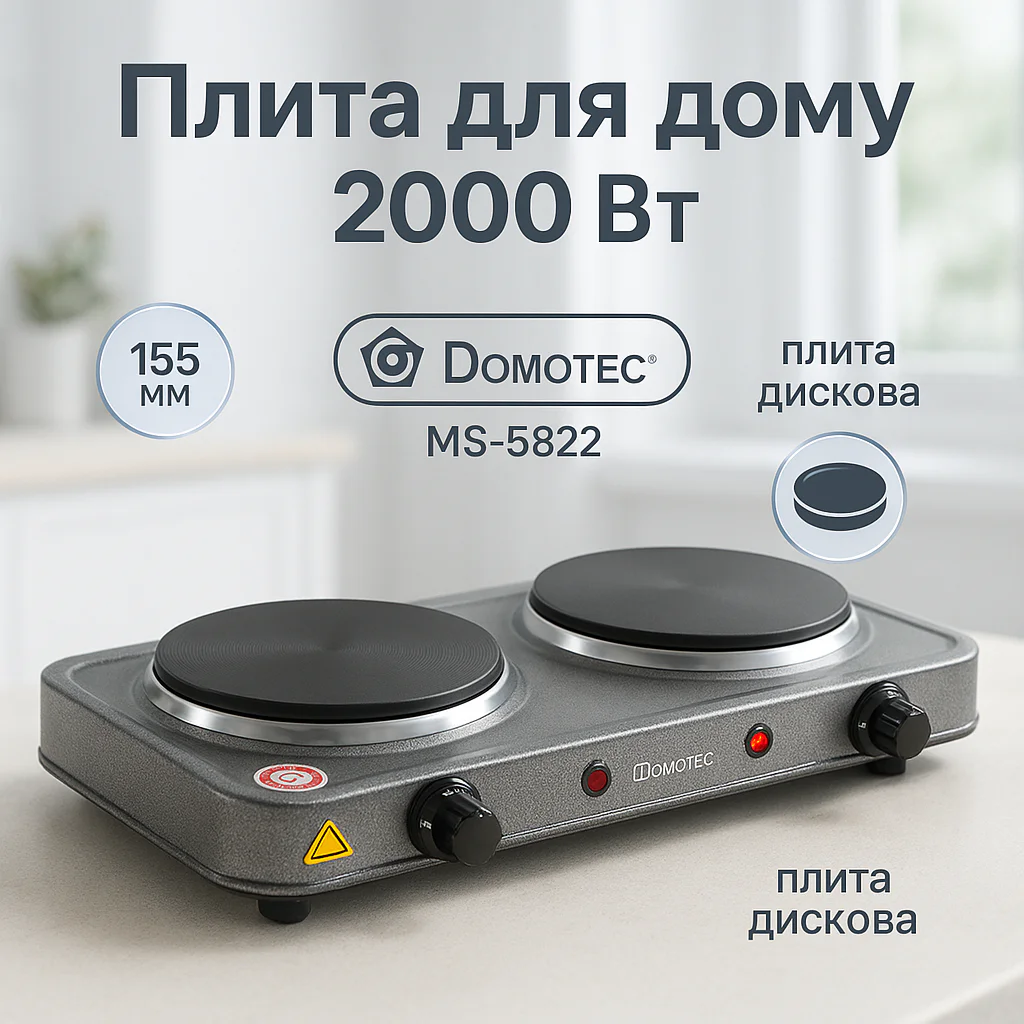 Електроплита Domotec MS-5822 2 конфорки для компактного приготування їжі вдома або на дачі - Зображення 19