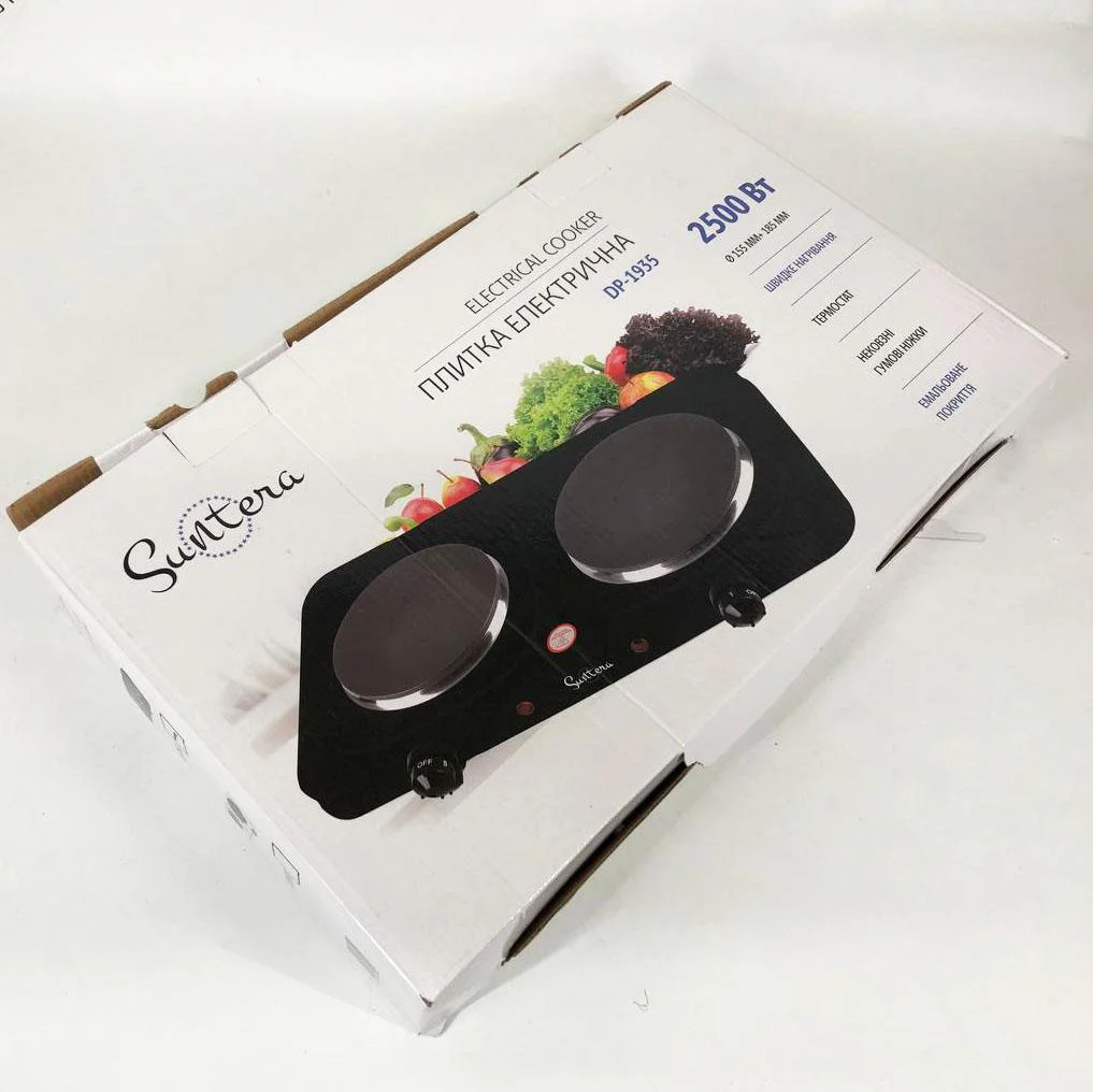 Плитка настільна електрична Suntera DP-1935B з двома конфорками для швидкого приготування їжі. - Зображення 7