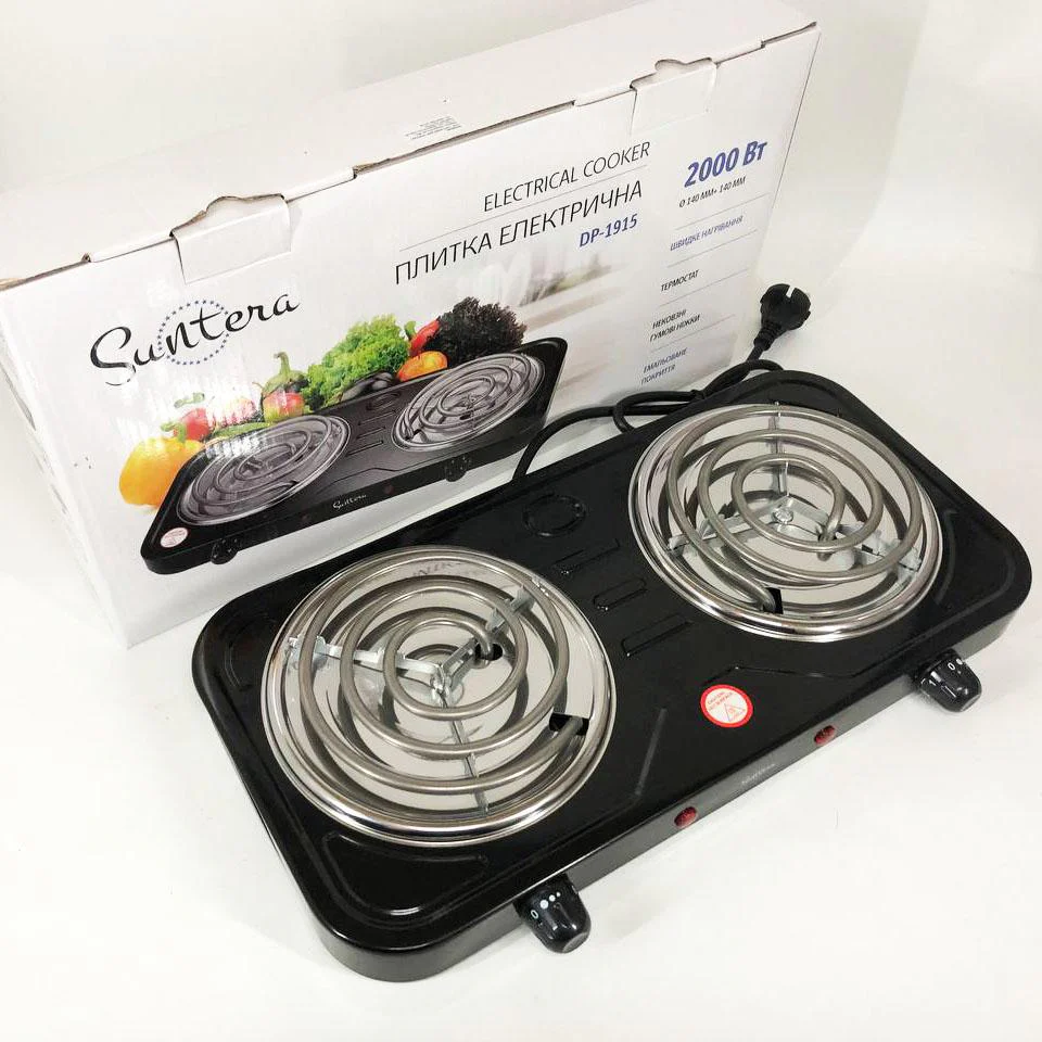 Плита електрична Suntera DP-1915 2 кВт для компактних кухонь з двома конфорками. - Зображення 5