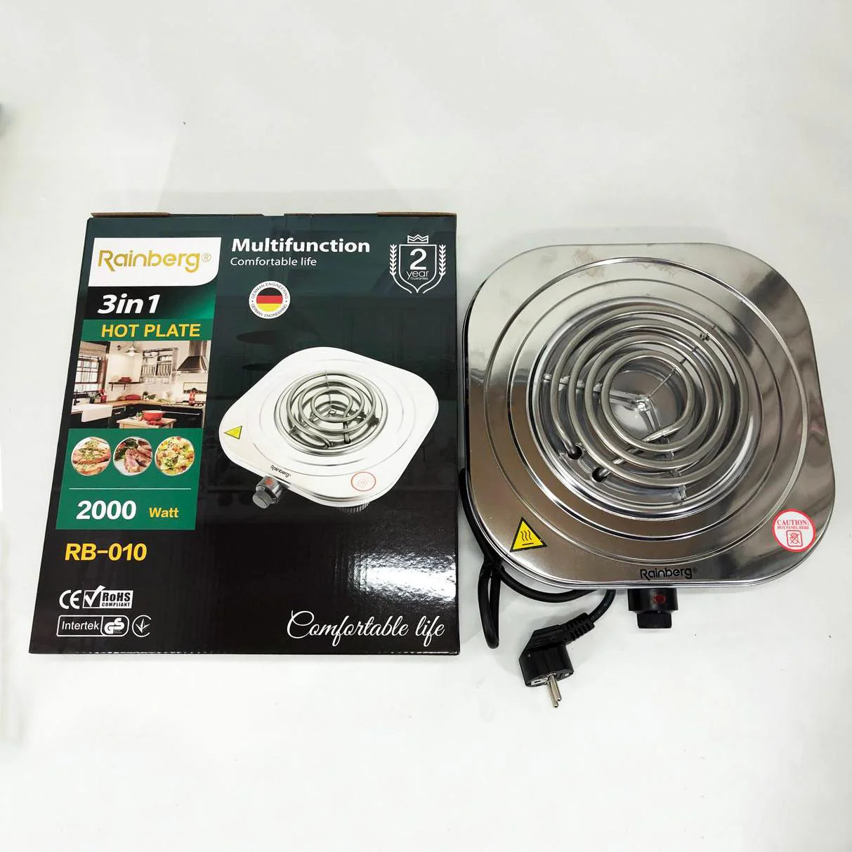 Електроплита Rainberg RB-010 спіральна — компактна плита для кухні з потужністю 2000 Вт. - Зображення 6