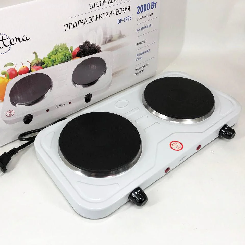 Плита електрична Suntera DP-1925 2000 Вт, компактна двоконфоркова для домашнього використання. - Зображення 4