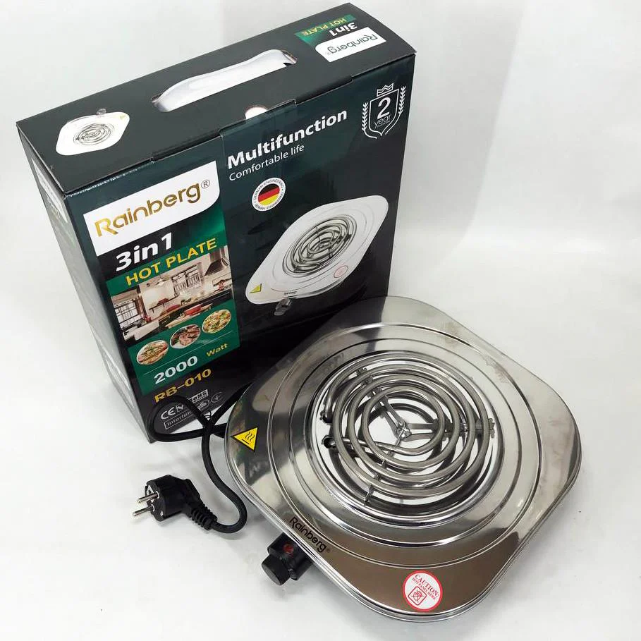 Електроплита Rainberg RB-010 спіральна — компактна плита для кухні з потужністю 2000 Вт. - Зображення 4