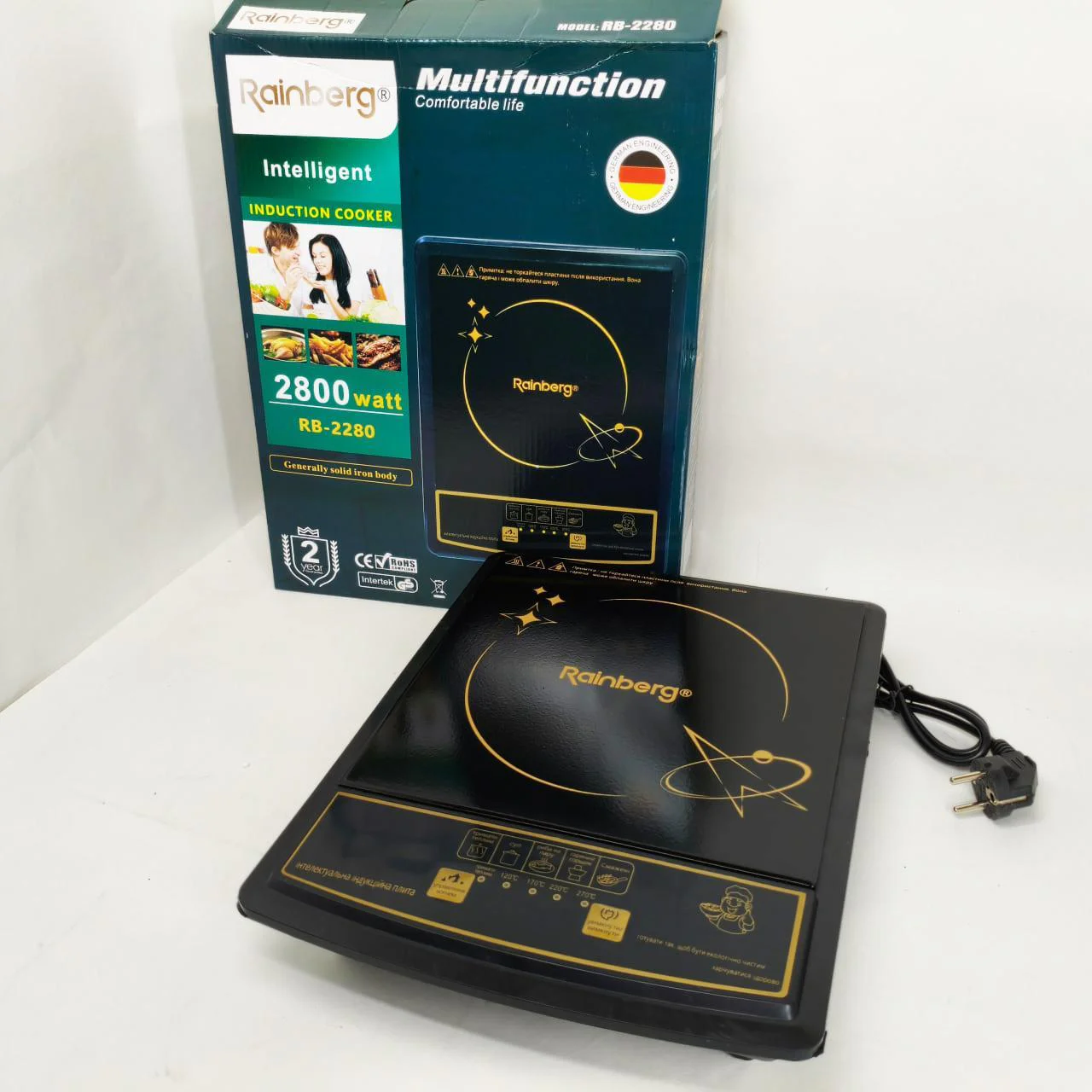 Індукційна плита Rainberg RB-2280 2800Вт з сенсорним управлінням та таймером до 4 годин. - Зображення 5