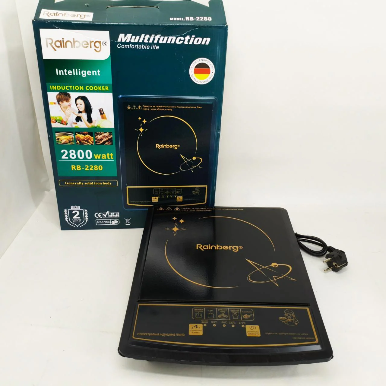 Індукційна плита Rainberg RB-2280 2800Вт з сенсорним управлінням та таймером до 4 годин. - Зображення 6