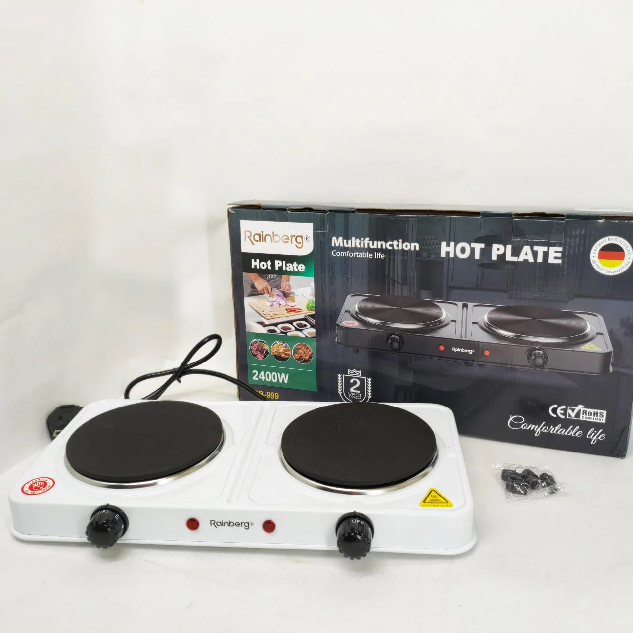 Електрична плита Rainberg RB-999 з потужністю 2400Вт для зручного приготування їжі. - Зображення 2