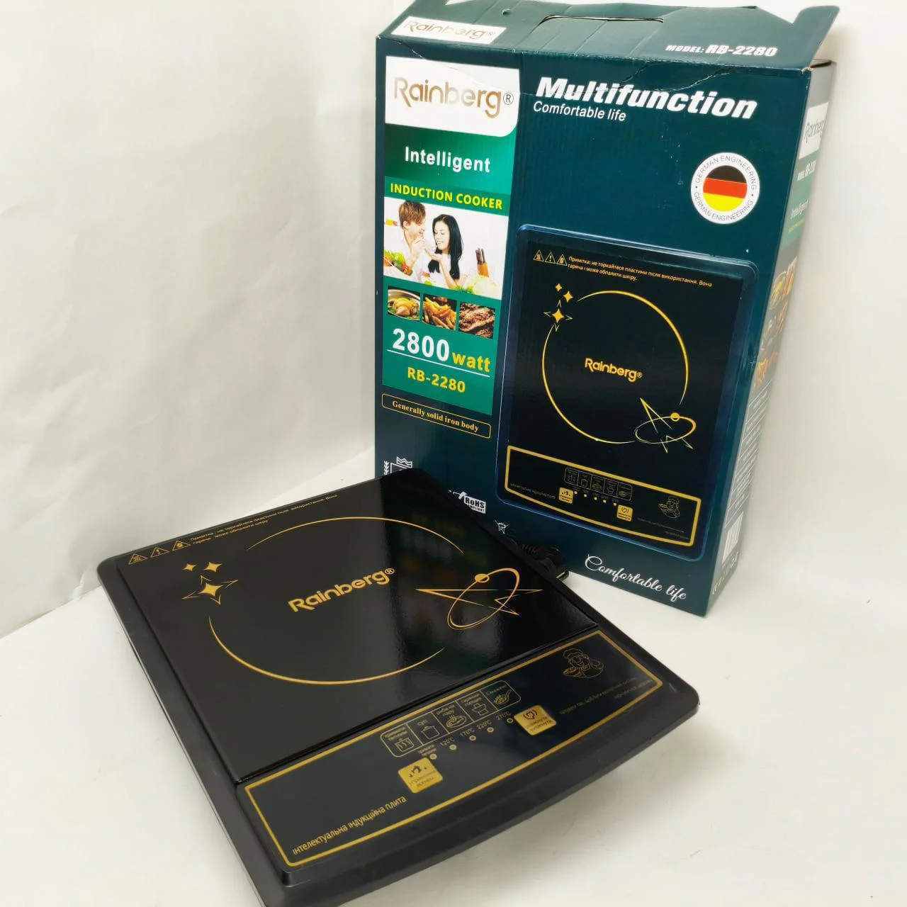 Індукційна плита Rainberg RB-2280 2800Вт з сенсорним управлінням та таймером до 4 годин. - Зображення 2