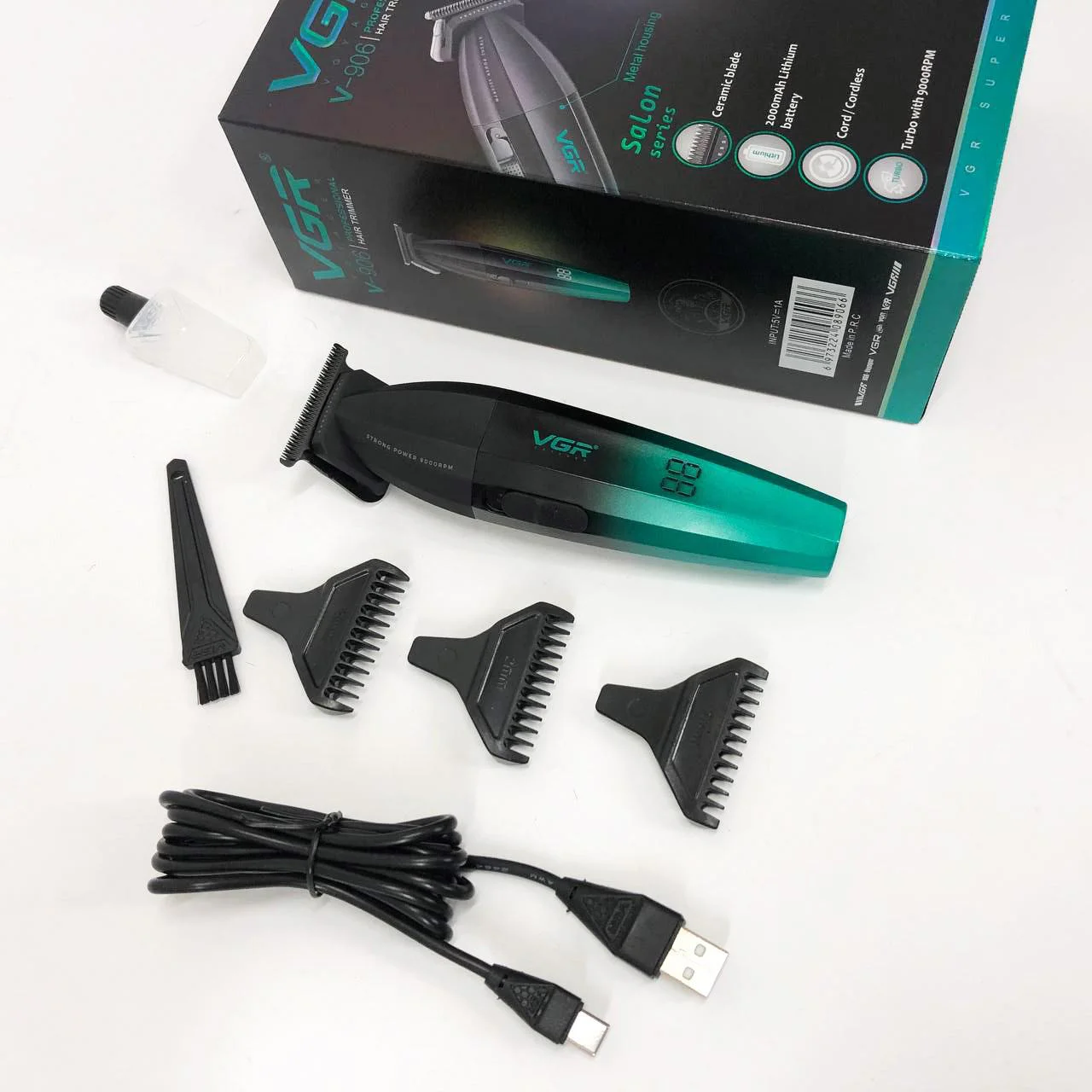 Тример для бороди та окантовки VGR V-906 професійний Voyager 2024 жовтий, машинка для стрижки волосся 4 години роботи 9000 обертів - Зображення 5