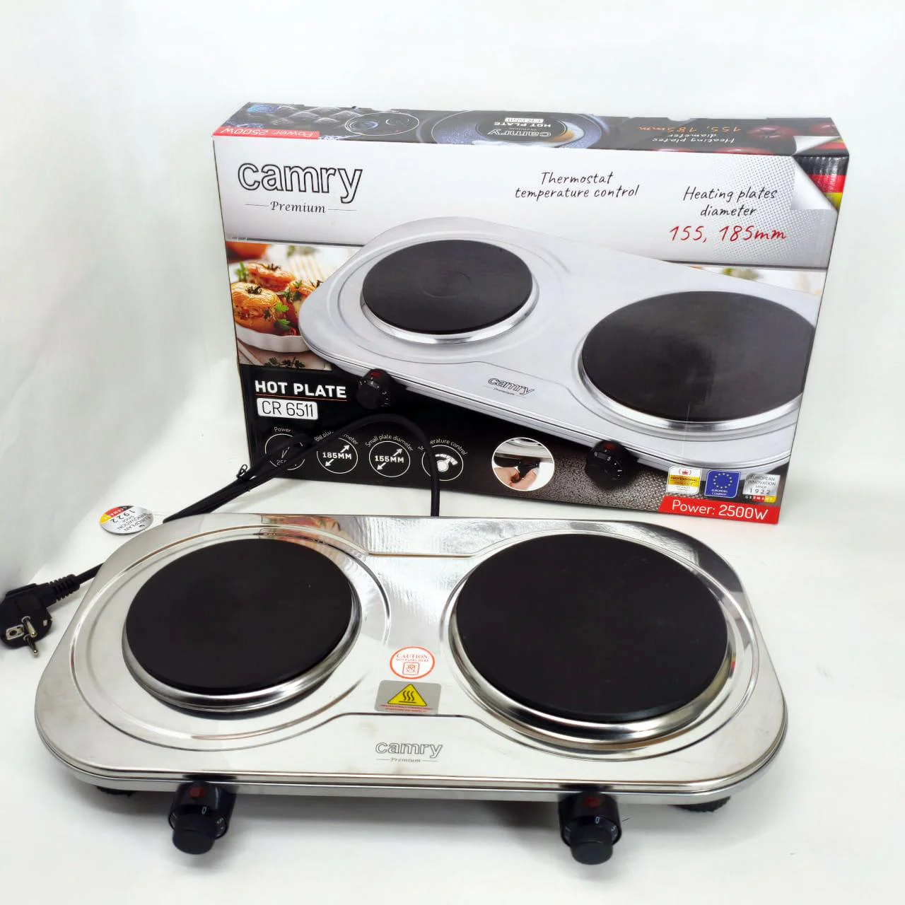 Електрична плита Camry CR 6511 на 2 конфорки з потужністю 2500Вт для зручного приготування їжі. - Зображення 6
