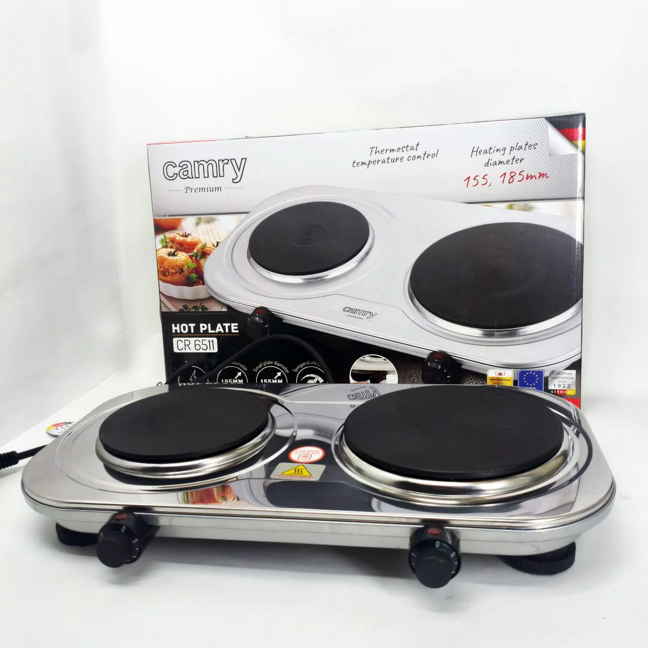 Електрична плита Camry CR 6511 на 2 конфорки з потужністю 2500Вт для зручного приготування їжі. - Зображення 2