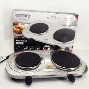 Електрична плита Camry CR 6511 на 2 конфорки з потужністю 2500Вт для зручного приготування їжі.