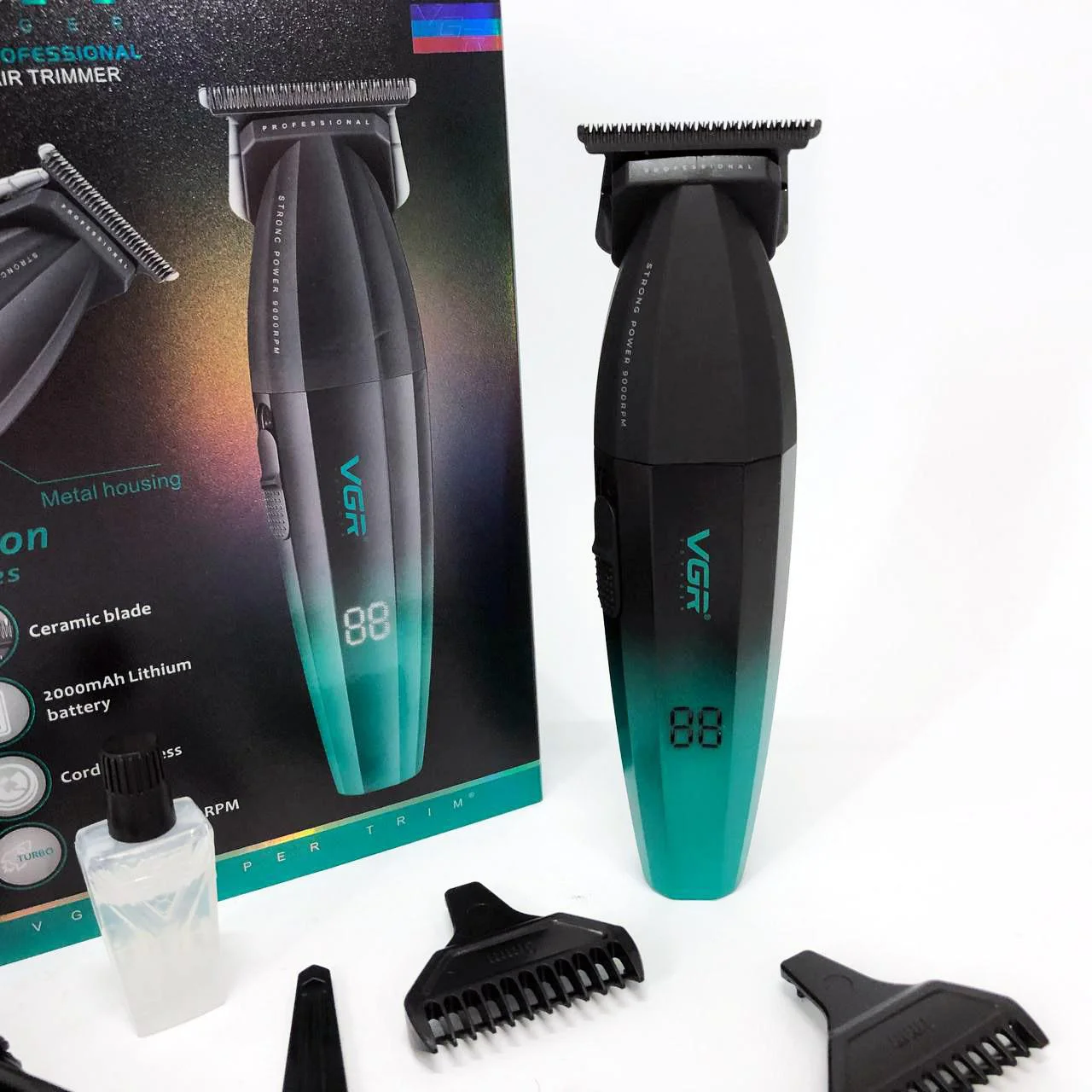 Тример для бороди та окантовки VGR V-906 професійний Voyager 2024 жовтий, машинка для стрижки волосся 4 години роботи 9000 обертів - Зображення 7